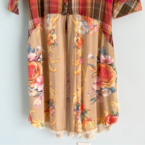 S O L D : Anthropologie Aratta Silent Journey Flannel Plaid Floral Dress - Picture 7 of 17